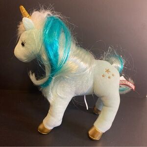 Douglas Plush Kalina Aqua Mint Green Unicorn 12” Gold Stars Horn Feet Rare HTF!